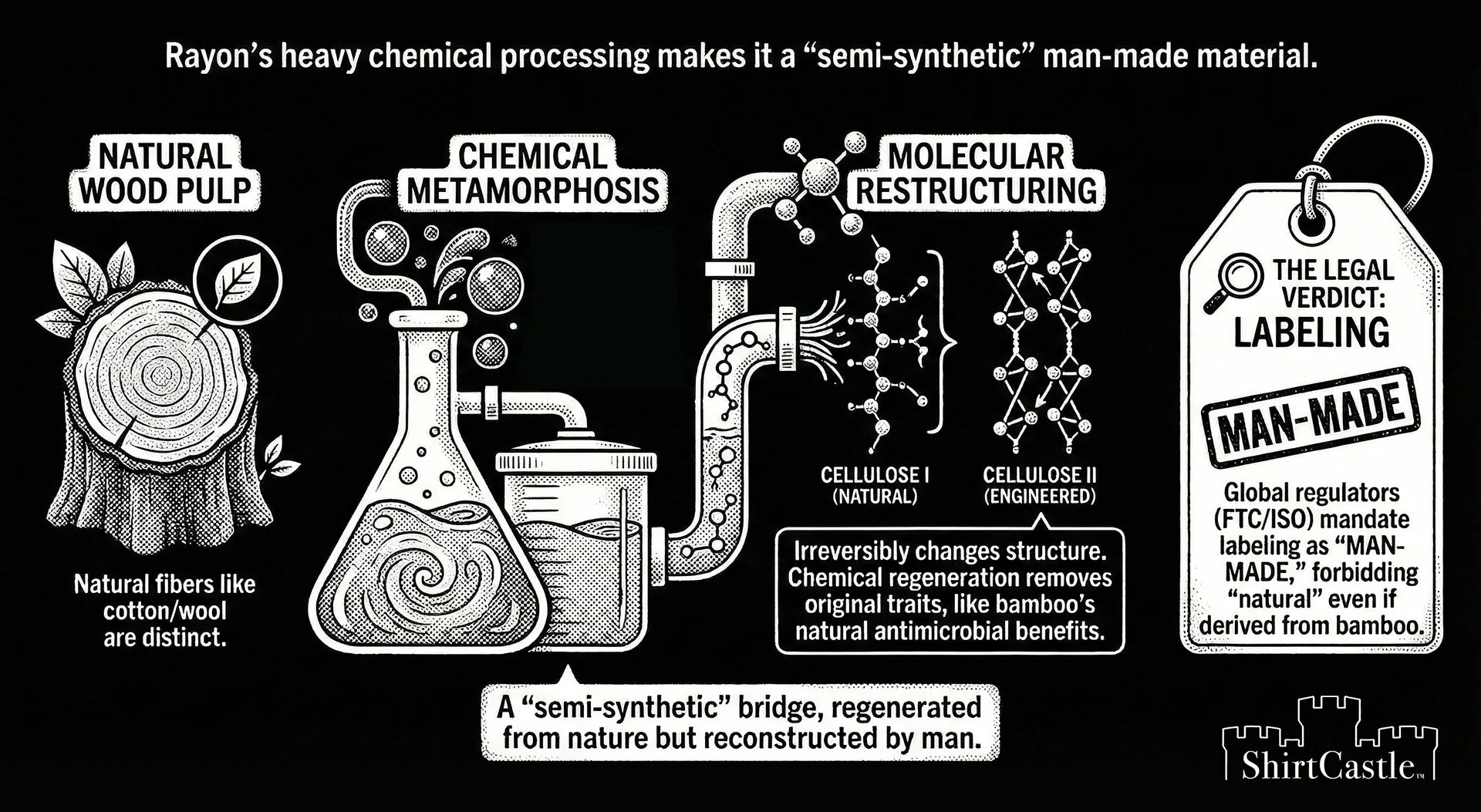 black and white infographic about rayon