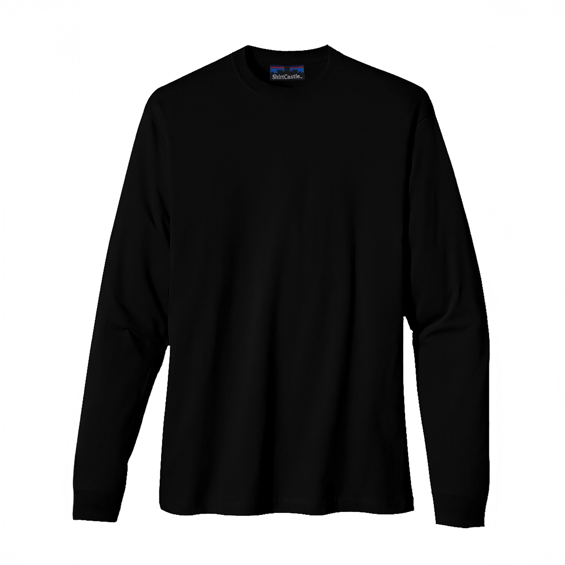Black long-sleeve shirt on a white background