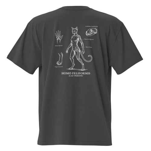 Black t-shirt with white graphic design on the back on a white background