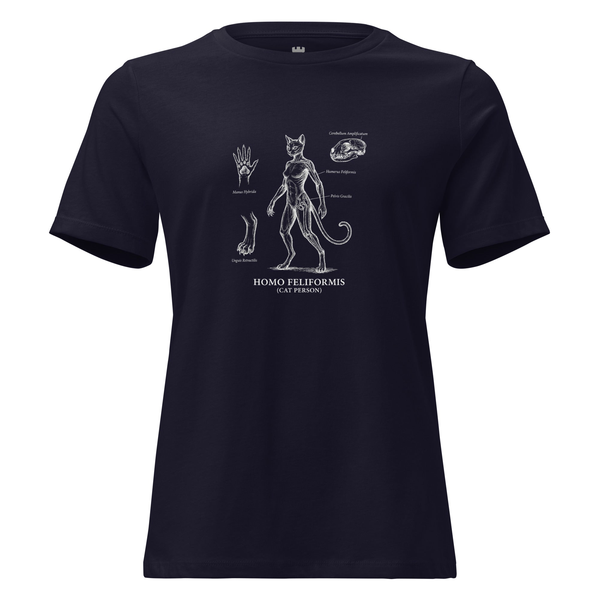 Black t-shirt with white graphic design on a white background