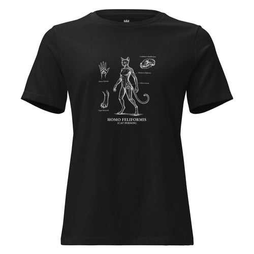 Black t-shirt with white graphic design on a white background
