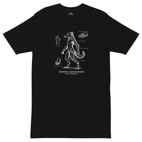 Black t-shirt with white graphic design on a white background