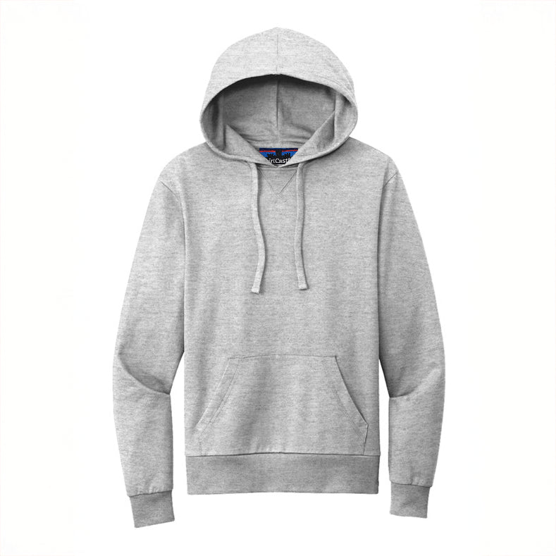 Gray organic cotton hoodie on a white background